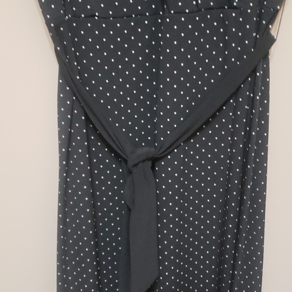 Black with white polka dot wrap dress, size M - Picture 4 of 8